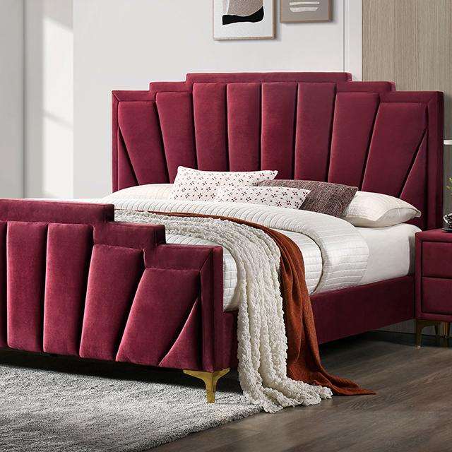 FLORIZEL Cal.King Bed, Red  Half Price Furniture