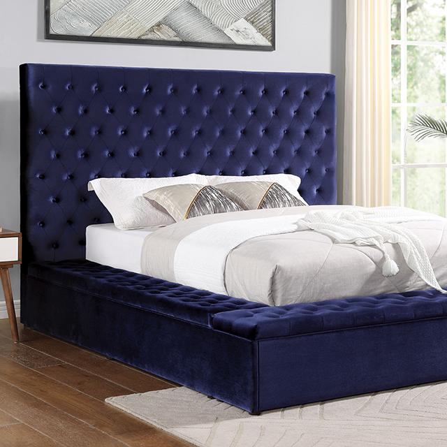 GOLATI Cal.King Bed, Blue  Half Price Furniture