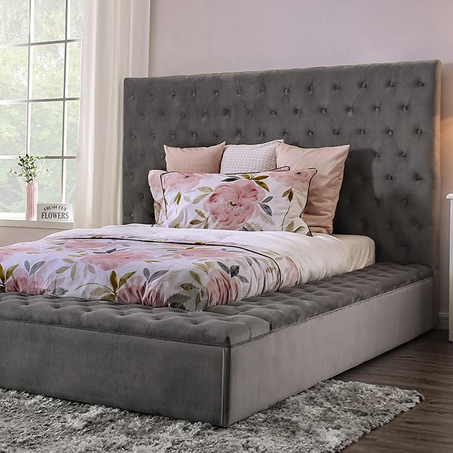 GOLATI Cal.King Bed, Gray  Half Price Furniture