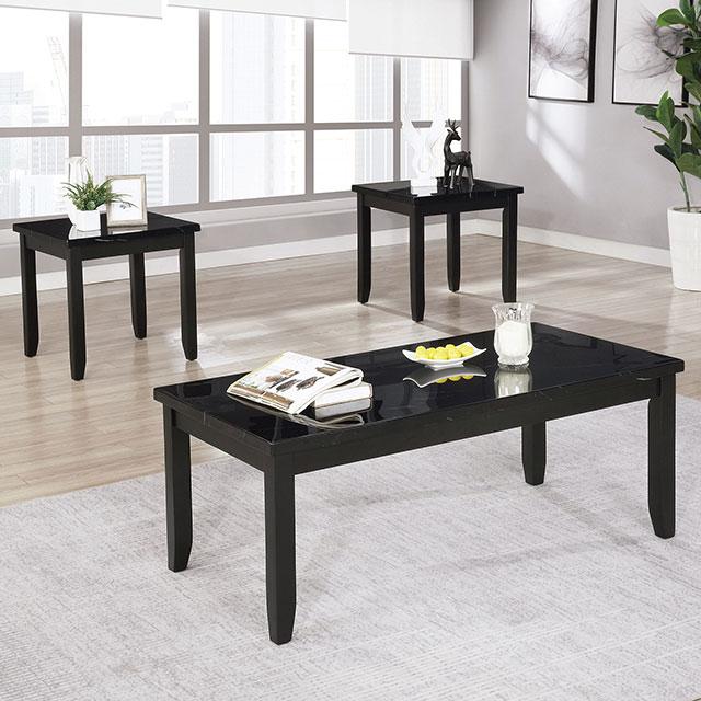 LODIVEA 3 Pc. Table Set, Black  Half Price Furniture