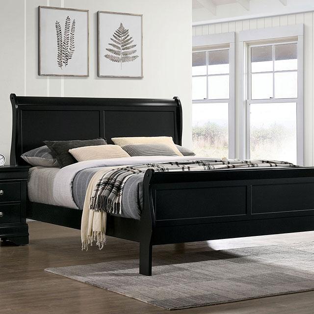 LOUIS PHILIPPE Cal.King Bed, Black  Half Price Furniture