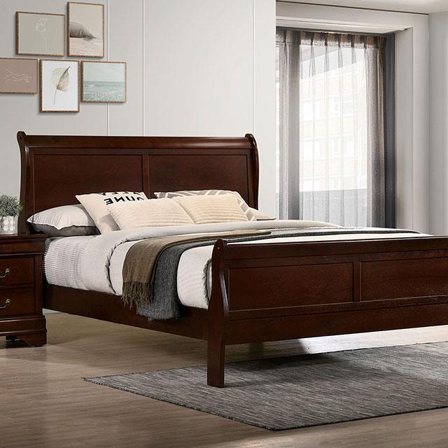 LOUIS PHILIPPE Cal.King Bed, Cherry  Half Price Furniture