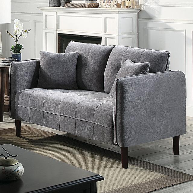 LYNDA Loveseat w/ Pillows, Dark Gray  Half Price Furniture