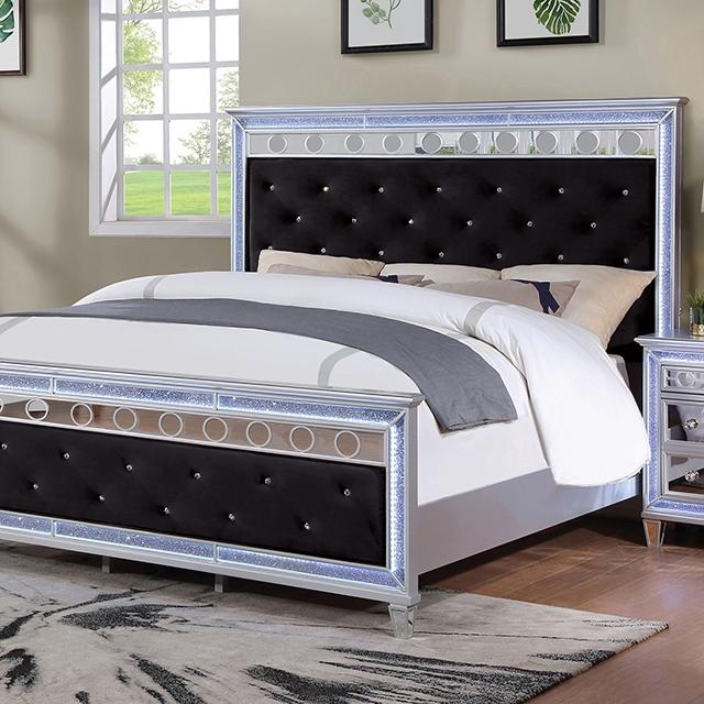 MAIREAD Cal.King Bed, Silver/Black  Half Price Furniture