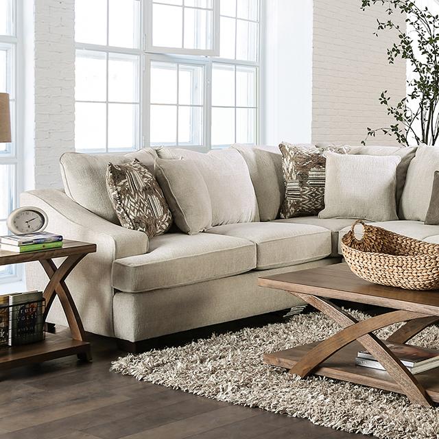 MORNINGTON Sectional, Ivory/Brown  Half Price Furniture