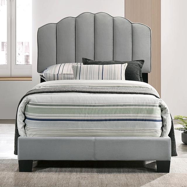 NERINA Twin Bed, Light Gray  Half Price Furniture