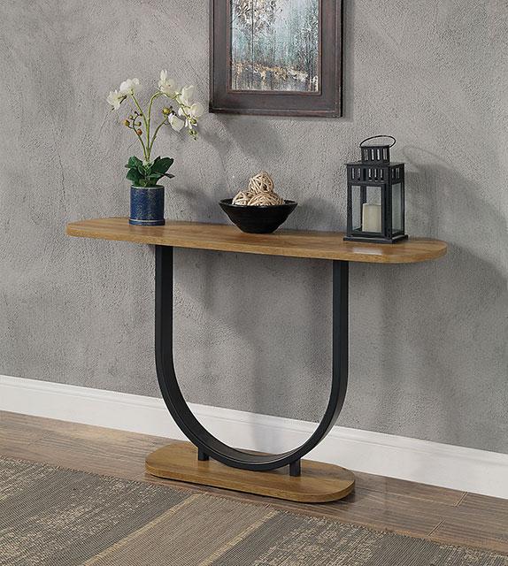 OLBIA Sofa Table, Rustic Oak/Sand Black  Half Price Furniture