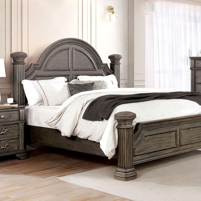 PAMPHILOS Cal.King Bed, Gray  Half Price Furniture