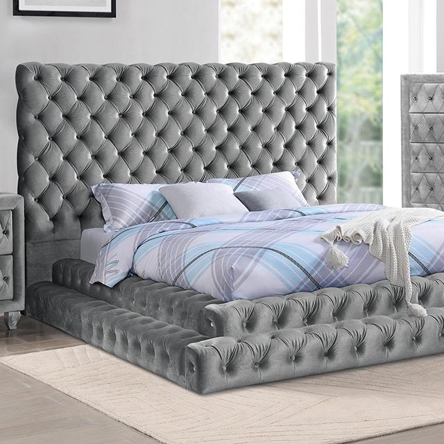 STEFANIA E.King Bed, Gray  Half Price Furniture