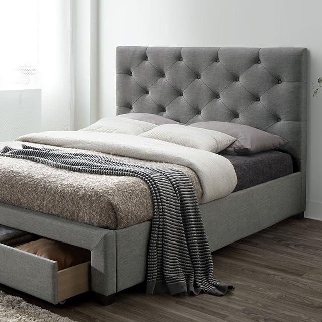 SYBELLA Cal.King Bed, Gray  Half Price Furniture