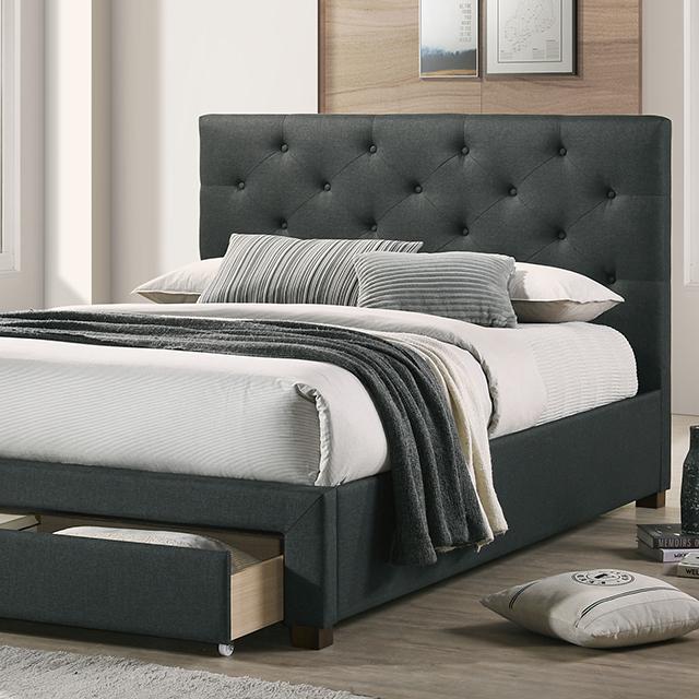 SYBELLA Cal.King Bed, Dark Gray  Half Price Furniture