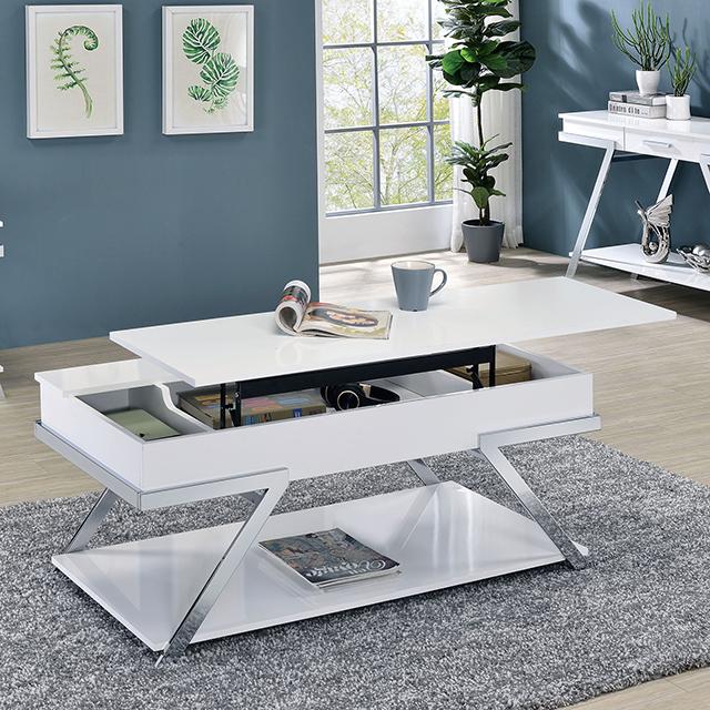 TITUS Coffee Table, White/Chrome  Half Price Furniture