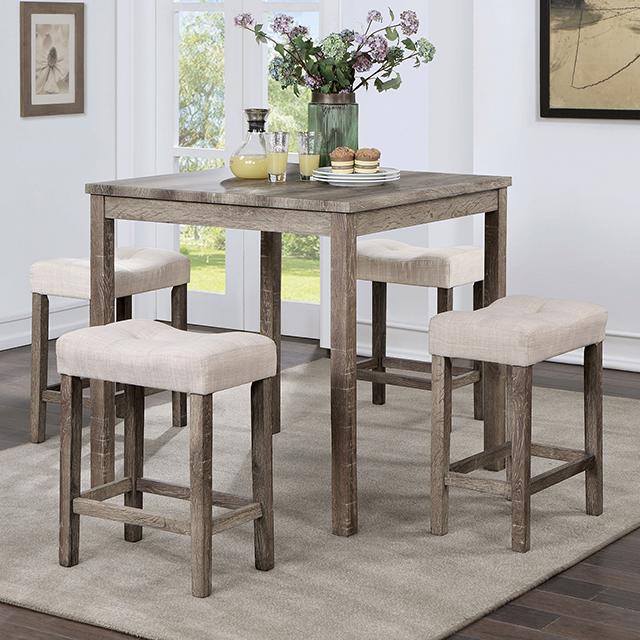 TORREON 5 Pc. Counter Ht. Table Set, Light Gray/Beige  Half Price Furniture