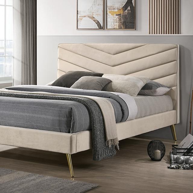 VIVAR Cal.King Bed, Beige  Half Price Furniture