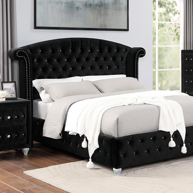 ZOHAR Cal.King Bed, Black  Half Price Furniture