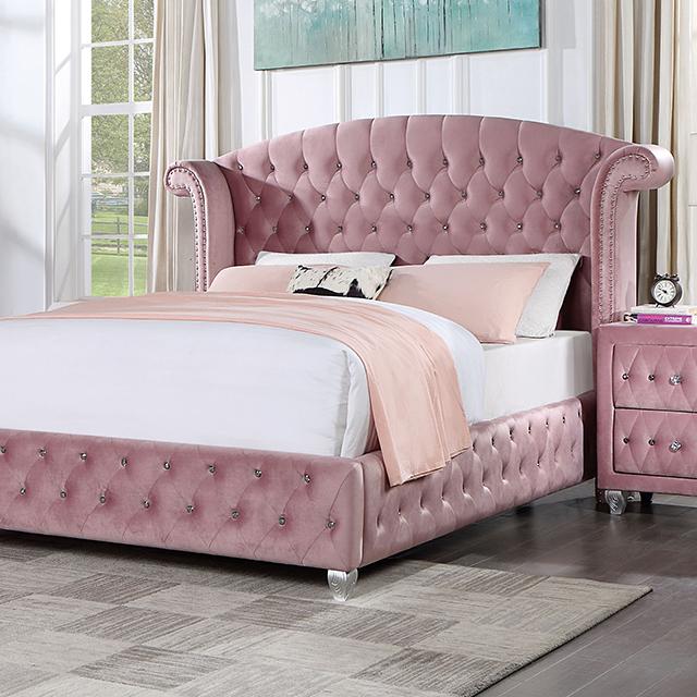 ZOHAR Full Bed, Pink  Half Price Furniture