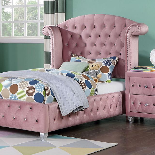 ZOHAR Twin Bed, Pink  Half Price Furniture