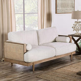 ALESUND Loveseat, Beige/Light Oak  Half Price Furniture