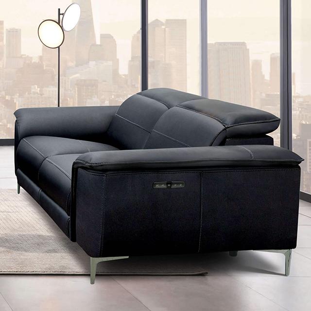 ASCONA Power Loveseat, Black  Half Price Furniture