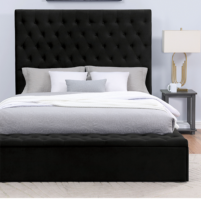 ATHENELLE Cal.King Bed, Black  Half Price Furniture