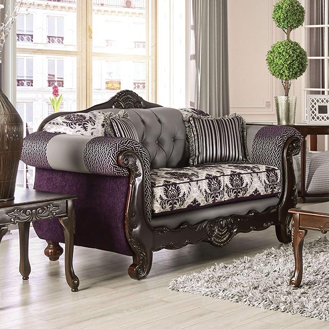 CONCETTO Loveseat, Purple/Gray  Half Price Furniture
