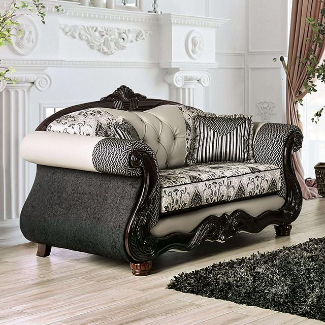 CRESPIGNANO Loveseat, Black/Gray  Half Price Furniture