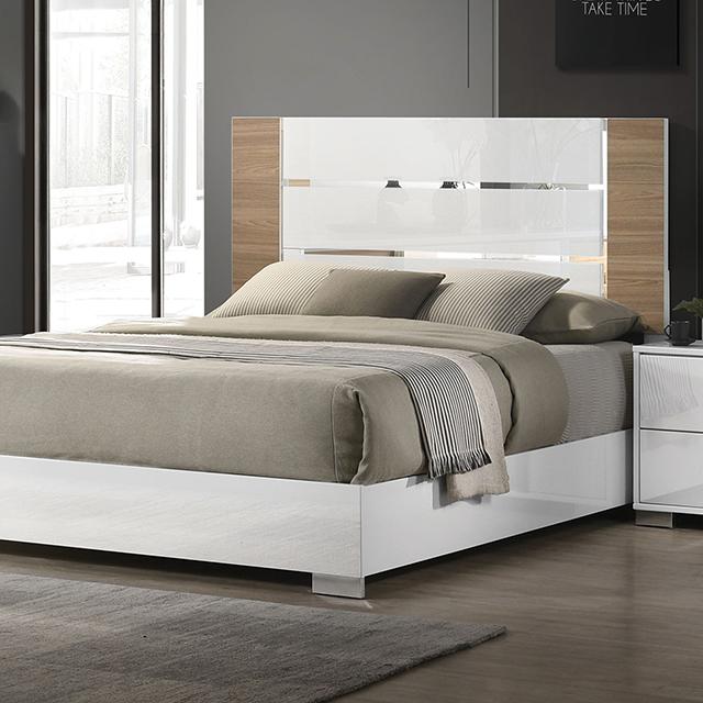 ERLANGEN Cal.King Bed, White/Natural  Half Price Furniture