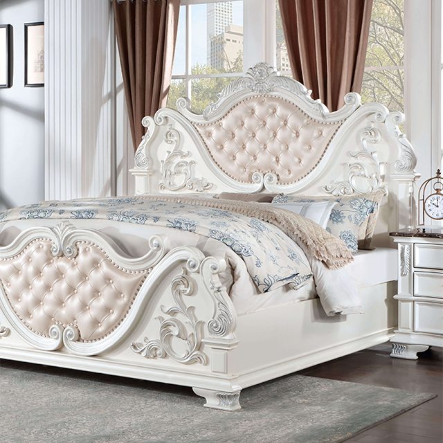 ESPARANZA Cal.King Bed, Pearl White  Half Price Furniture