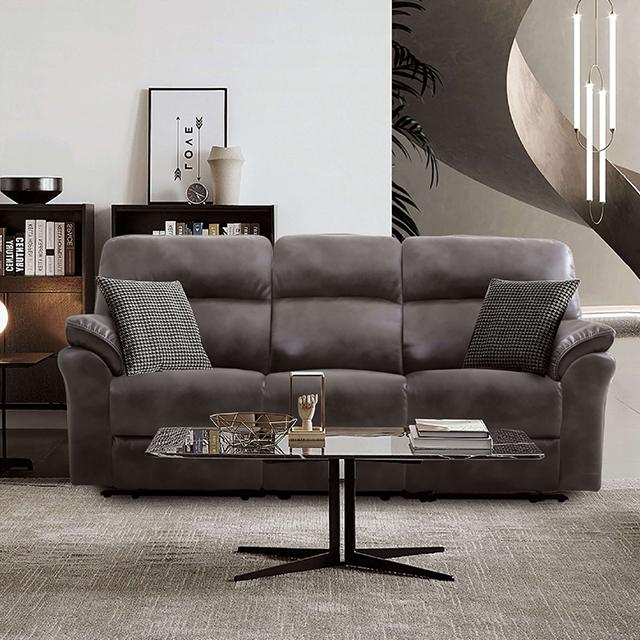 JOSIAS Sofa, Dark Gray Leatherette  Half Price Furniture