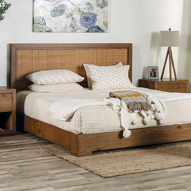 LEIRVIK E.King Bed, Light Walnut  Half Price Furniture