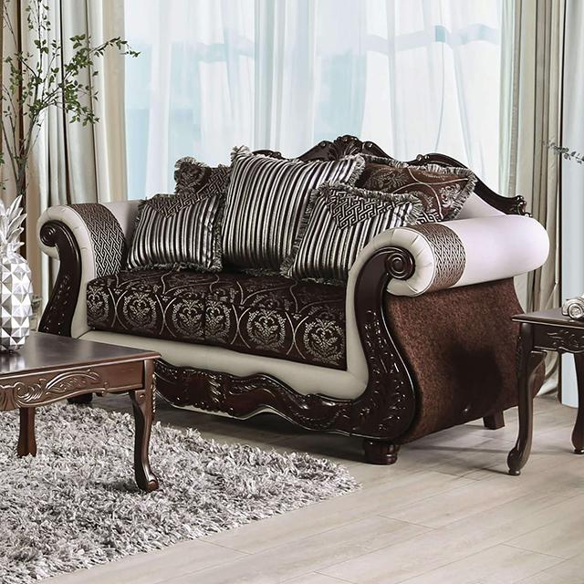 NAVARRE Loveseat, Brown/White  Half Price Furniture