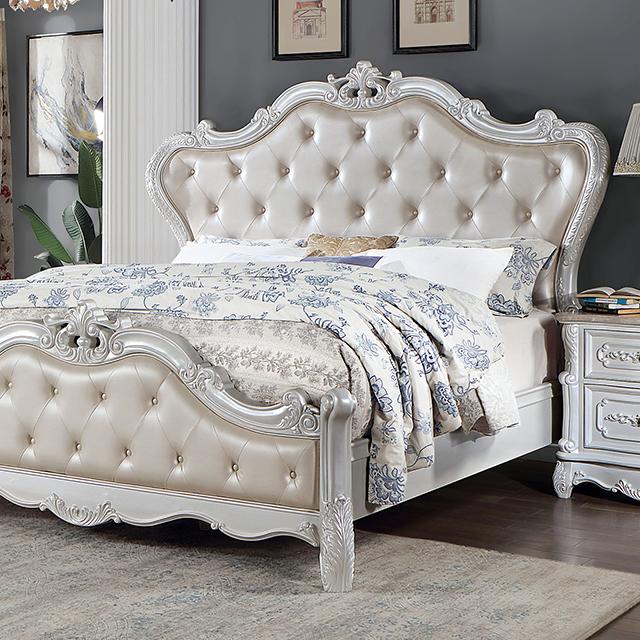 ROSALIND Cal.King Bed, Pearl White  Half Price Furniture