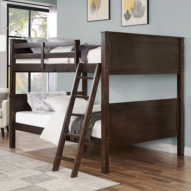 STAMOS Full/Full Bunk Bed, Walnut  Half Price Furniture