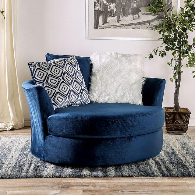 WALDPORT Swivel Chair, Navy  Half Price Furniture