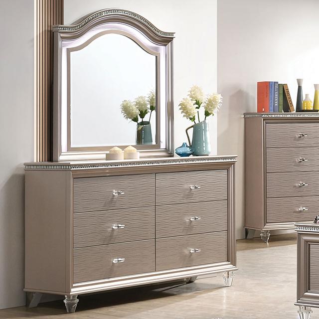silver and gold dresser Furniture of America Vosh Silver 2-piece Dresser and Mirror Set