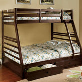 California III Dark Walnut Twin/Full Bunk Bed w/ 2 Drawers Half Price Furniture