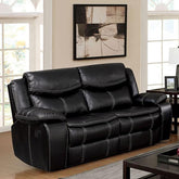 GATRIA Black Love Seat w/ 2 Recliners Half Price Furniture