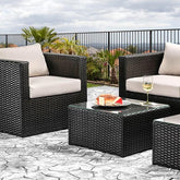 OLINA Beige/Espresso 5 Pc. Patio Set Half Price Furniture