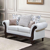 POMEZIA Loveseat, Beige/Dark Walnut Half Price Furniture