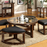 Crystal Cove II Dark Walnut Round Coffee Table w/ 4 Stools Half Price Furniture