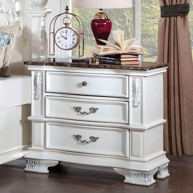 Esparanza Nightstand (Pearl White) by Furniture of America