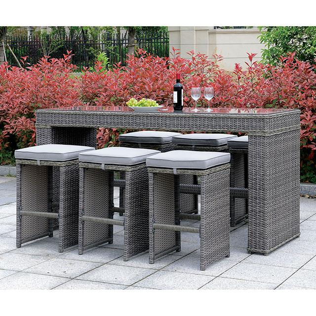 grey patio table umbrella Furniture of America Ismay Patio Table