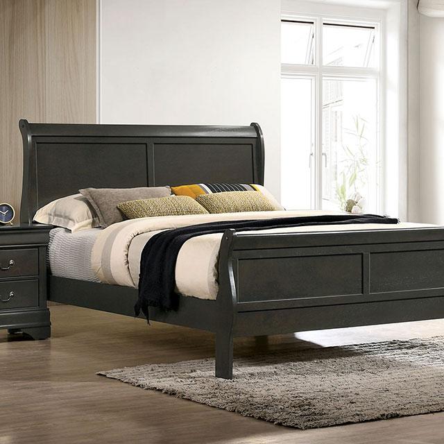 LOUIS PHILIPPE Queen Bed, Gray Half Price Furniture
