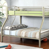 Lovia Metallic Gold Twin/Full Bunk Bed Half Price Furniture