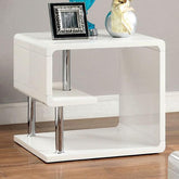 Ninove I White/Chrome End Table Half Price Furniture