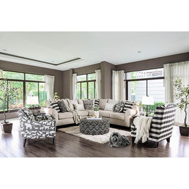Patricia Ivory/Black Animal Pattern Chair Half Price Furniture