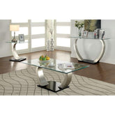 ROXO Satin Plated/Black End Table Half Price Furniture