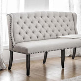 SANIA I Antique Black, Ivory 3-Seater Love Seat Bench, Ivory Half Price Furniture