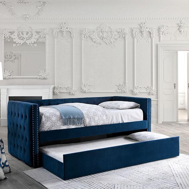 Susanna Navy Daybed w/ Trundle, Navy  Las Vegas Furniture Stores