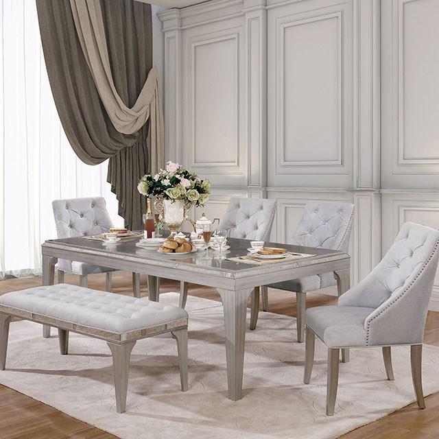 DIOCLES Silver/Gray Dining Table  Las Vegas Furniture Stores